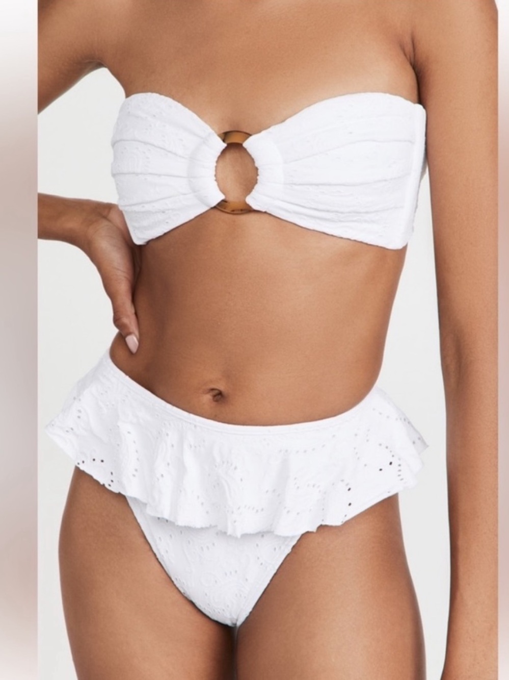 Montce White Eyelet Tori Bandeau Bikini Top XS